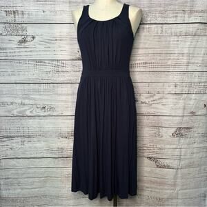 Boden 6R Emmie Jersey Dress Navy Blue Soft Fabric Pleated Summer Viscose‎ Blend
